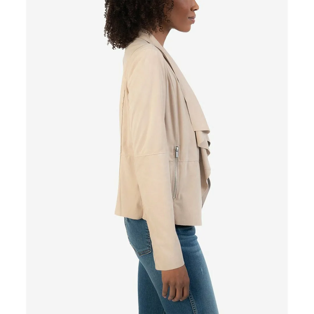 Abigail Faux Suede Drape Jacket