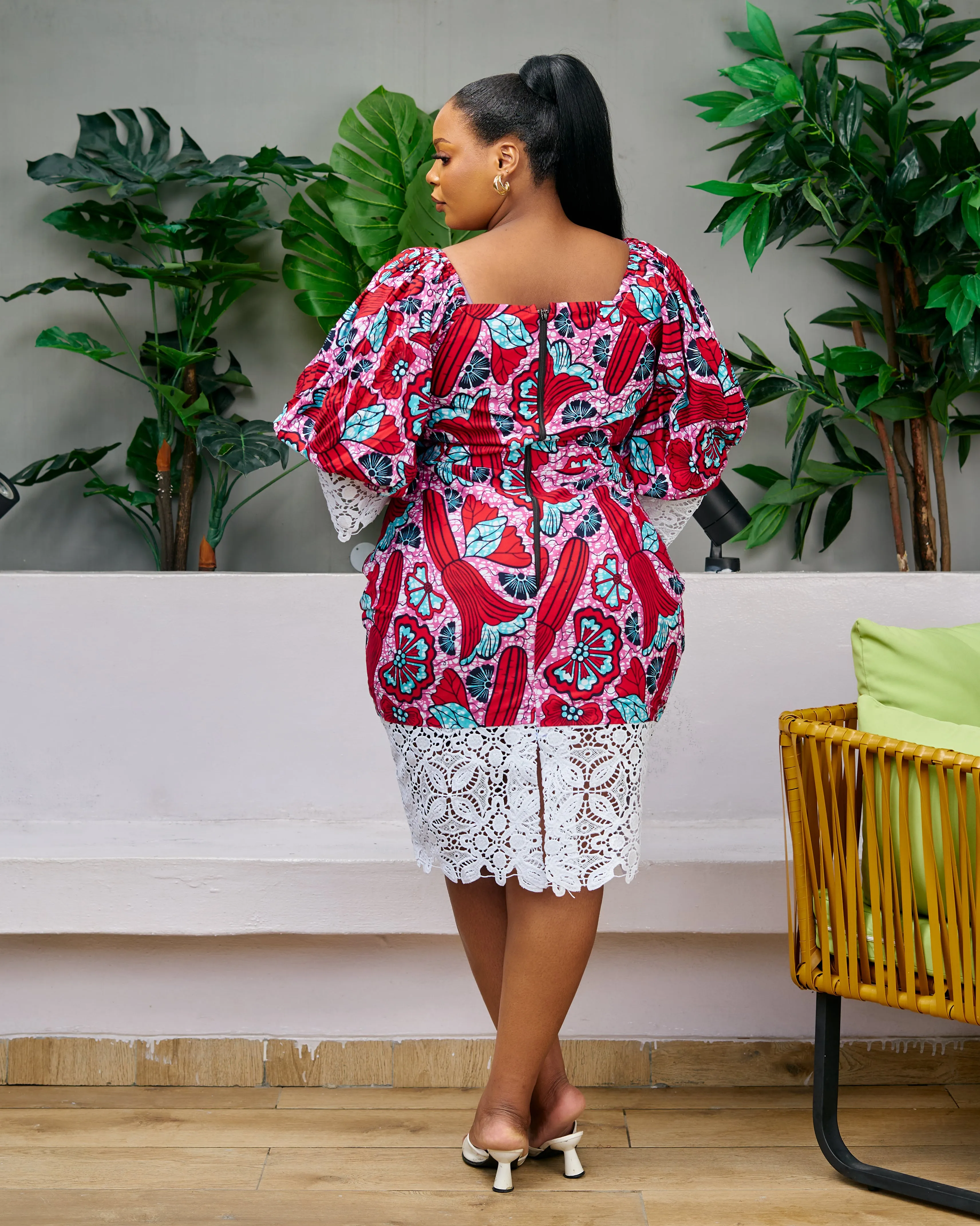 African Print Off Shoulder Midi Dress - Udoka