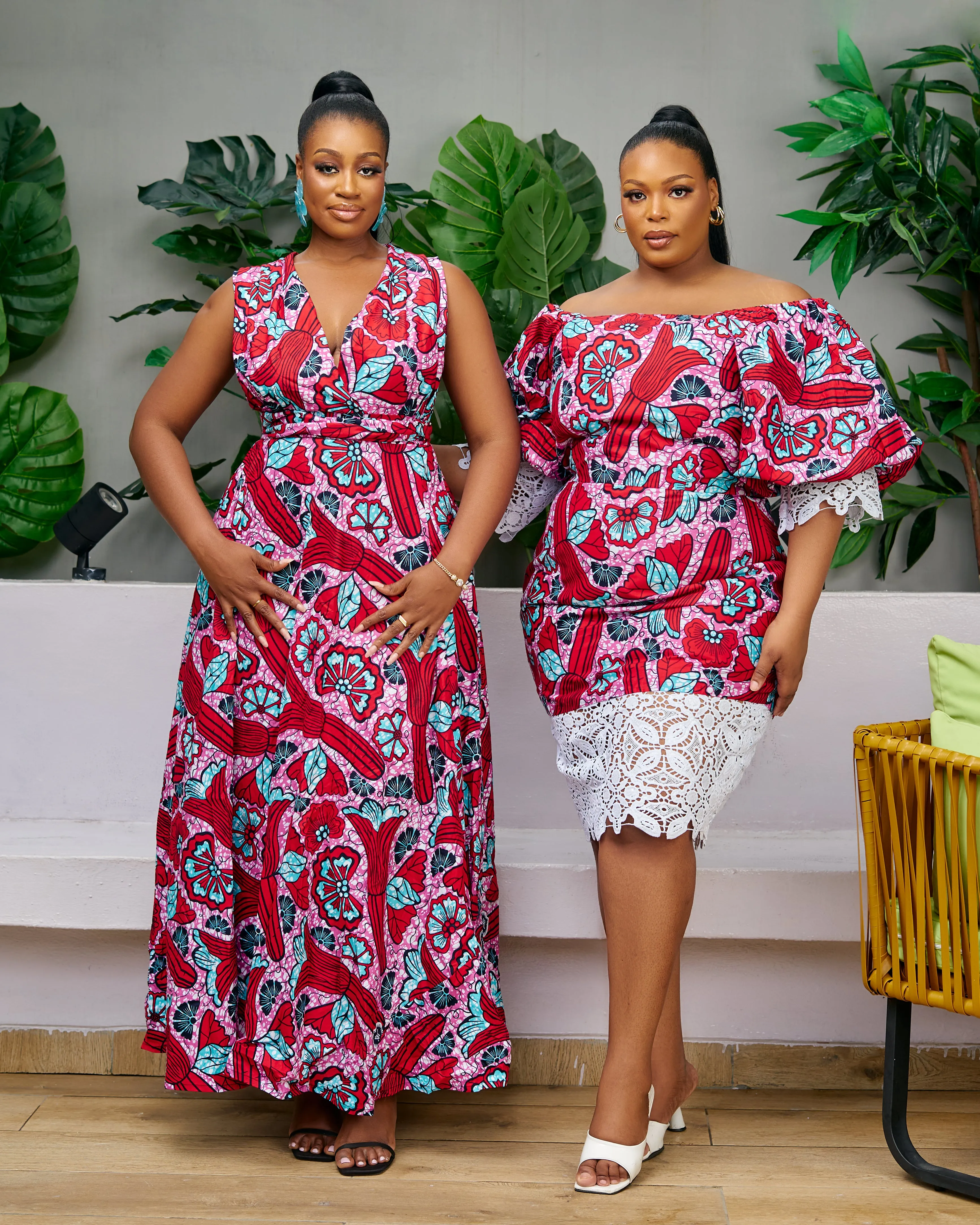 African Print Off Shoulder Midi Dress - Udoka