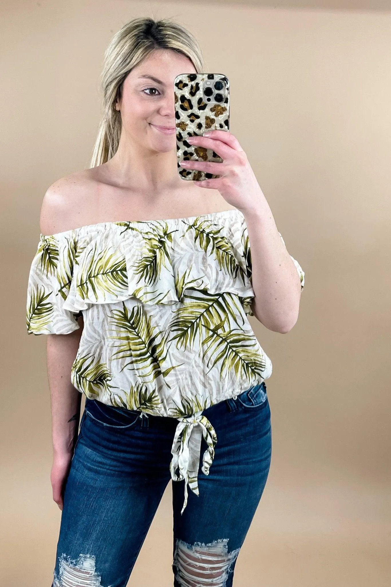 All You Got- Palm Tree Crop Top