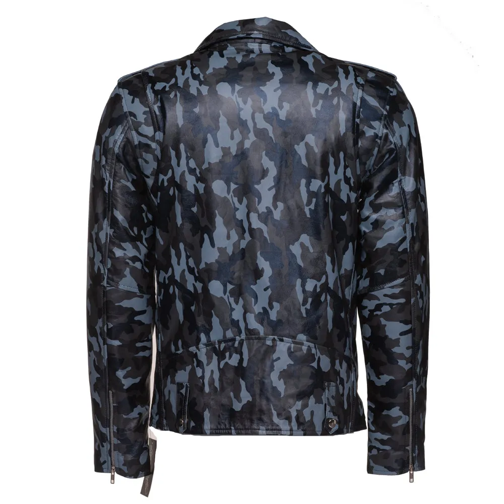 Aman Dowling's Blue Camouflage biker style jacket