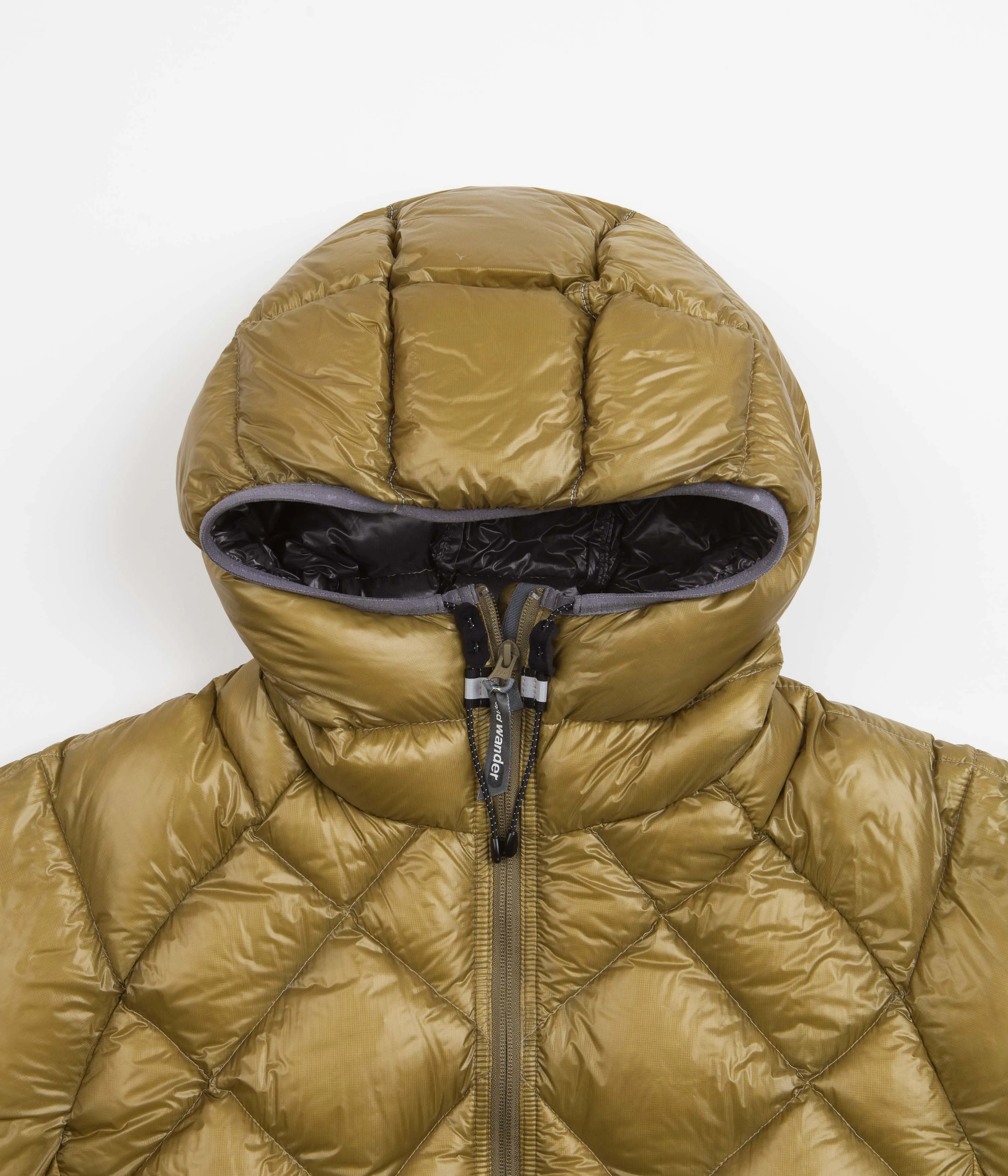 and wander Diamond Stitch Down Hooded Jacket - Camel