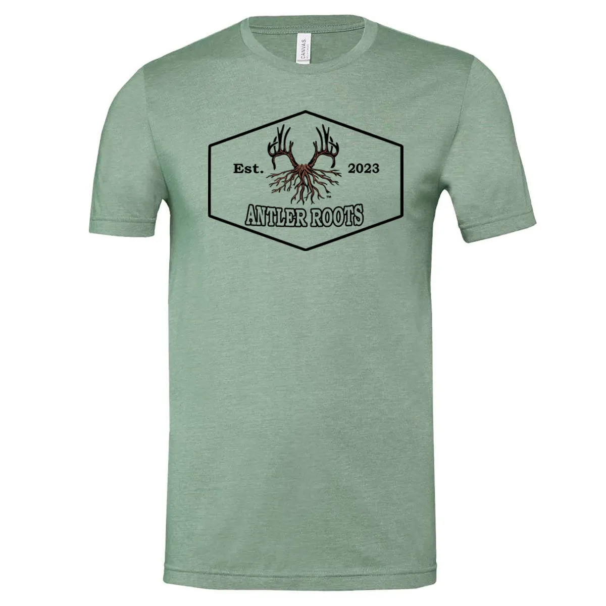 Antler Roots - Diamond Rectangle Est. 2023 - Heathered Dusty Sage (Tee/Hoodie)