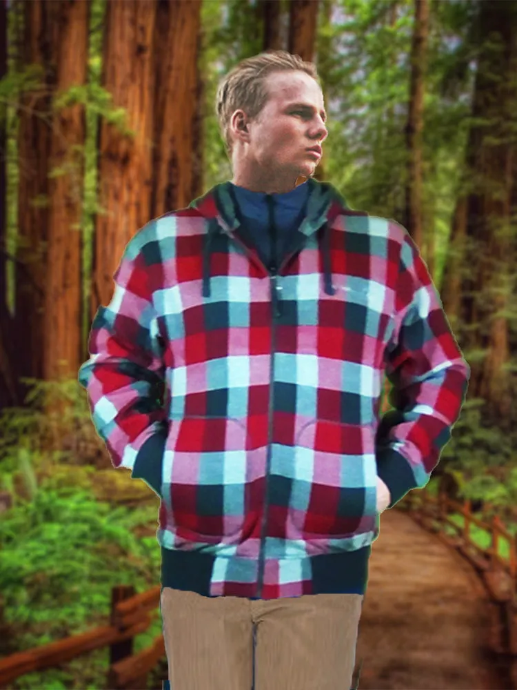 Ashore 2023 New Mens Plaid Skate Boarding Hoody Lined Jackets Fleece lined