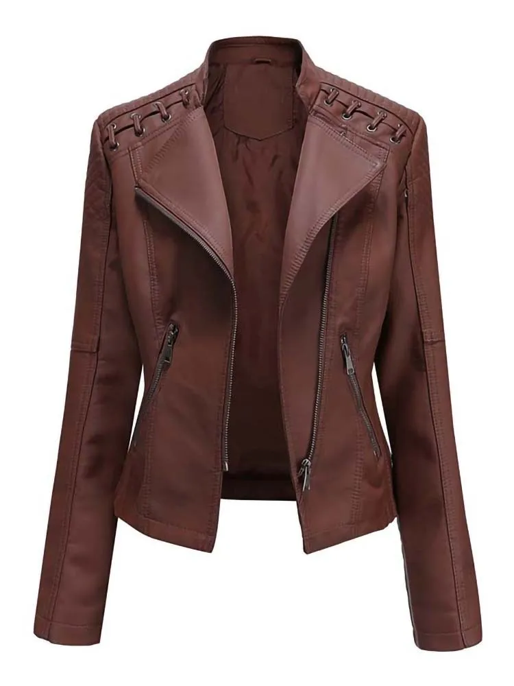 Autumn Winter Women Pu Faux Leather Jackets