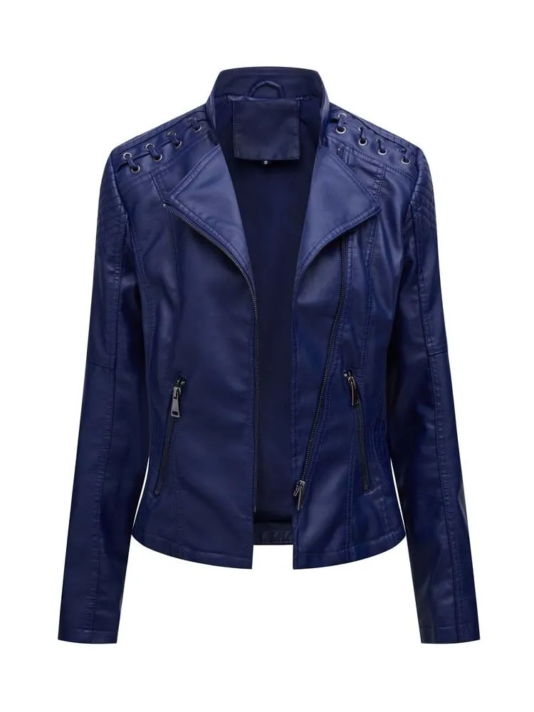 Autumn Winter Women Pu Faux Leather Jackets