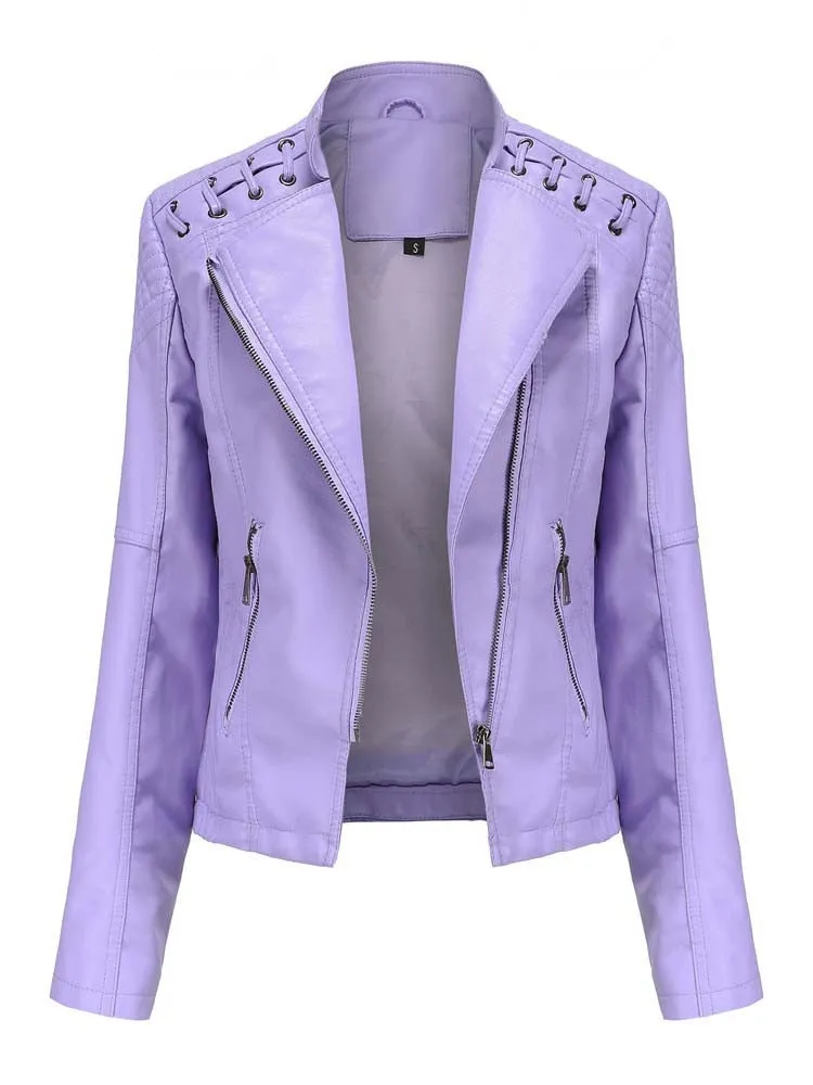 Autumn Winter Women Pu Faux Leather Jackets