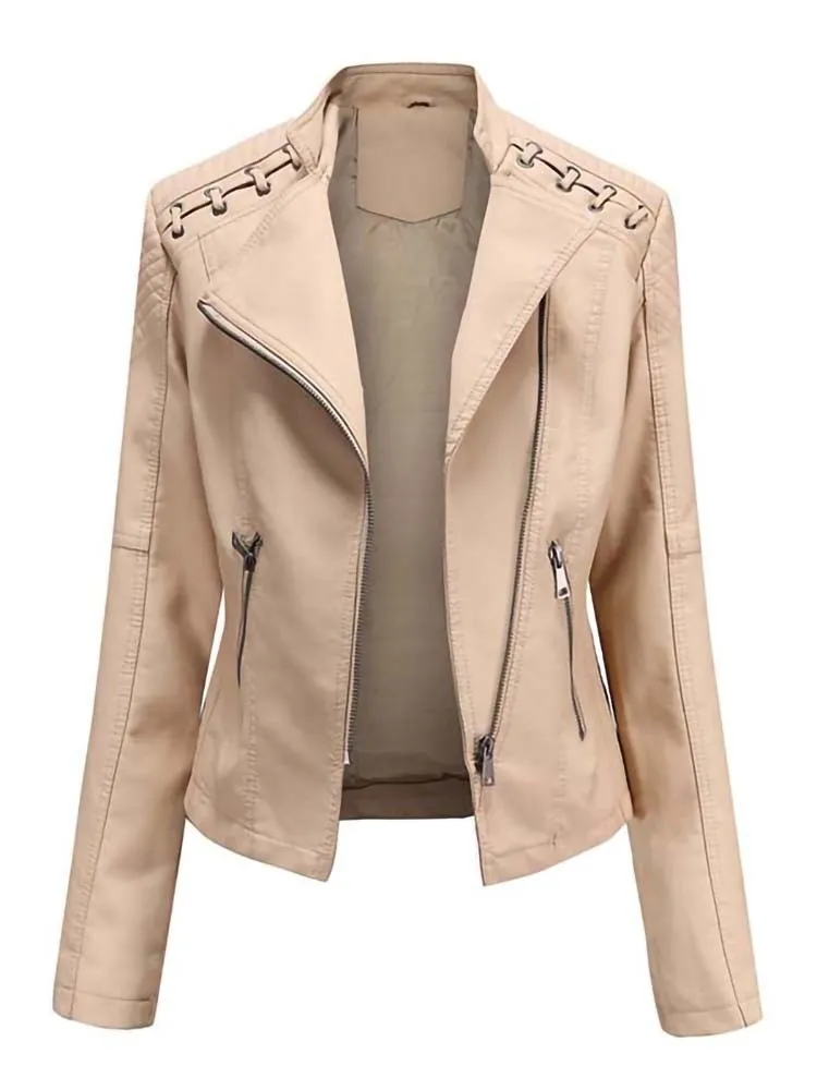 Autumn Winter Women Pu Faux Leather Jackets