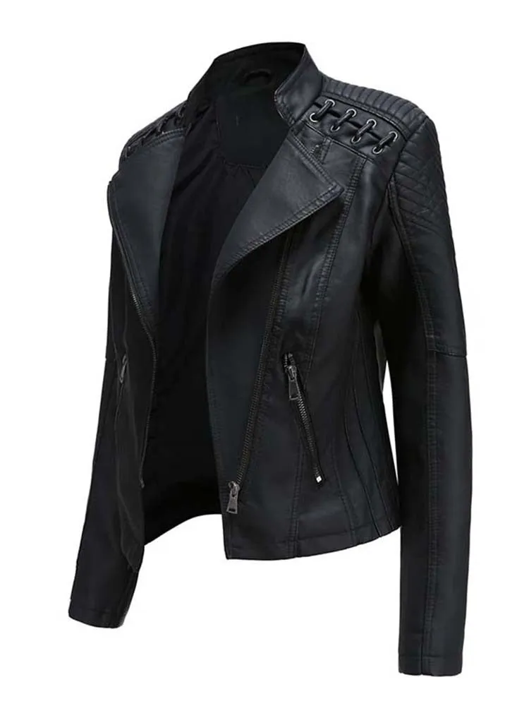 Autumn Winter Women Pu Faux Leather Jackets