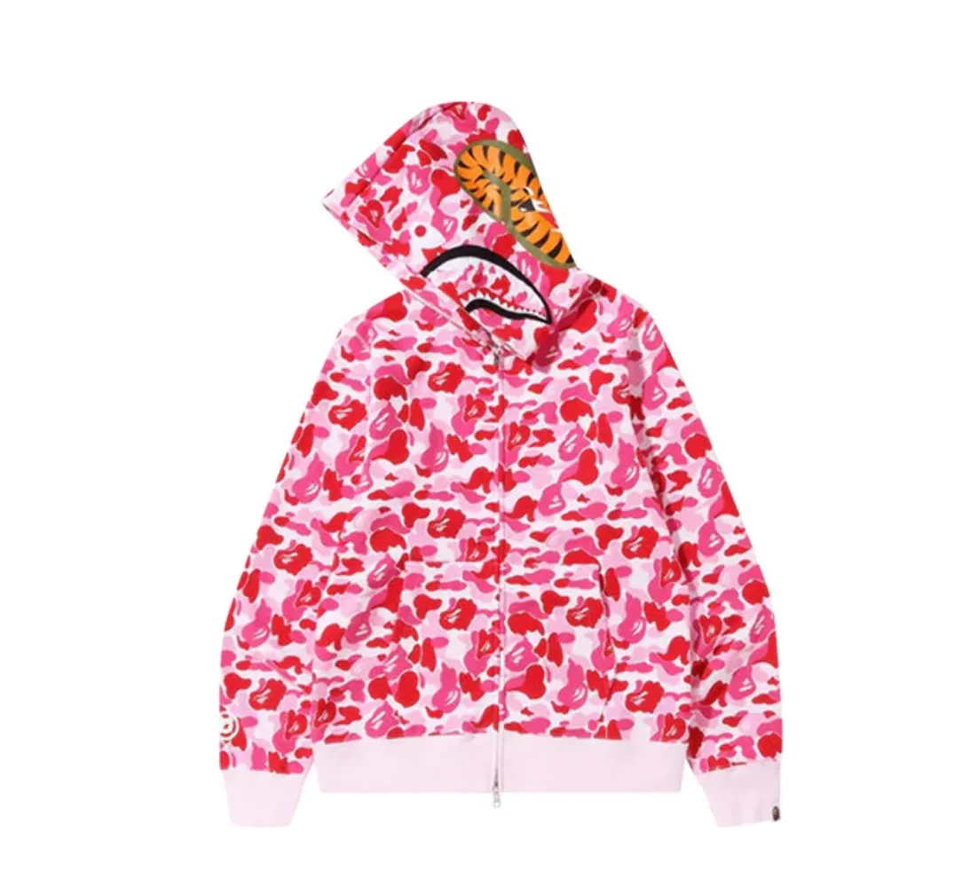 Bape ABC Camo Shark Full Zip Hoodie Pink 001ZPJ301007MPNK