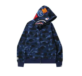 Bape Color Camo Shark Full Zip Hoodie Navy 001ZPJ201003MNVY