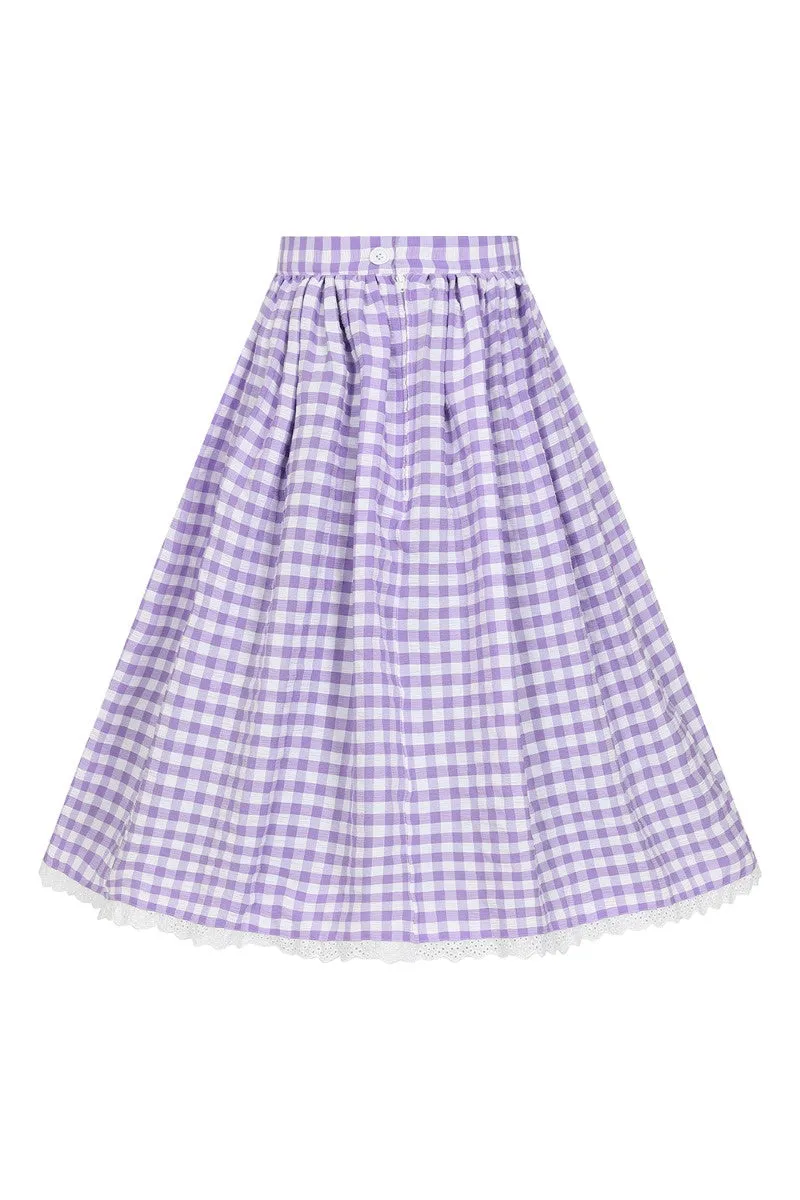 BB Lavender Gingham 50's Swing Skirt