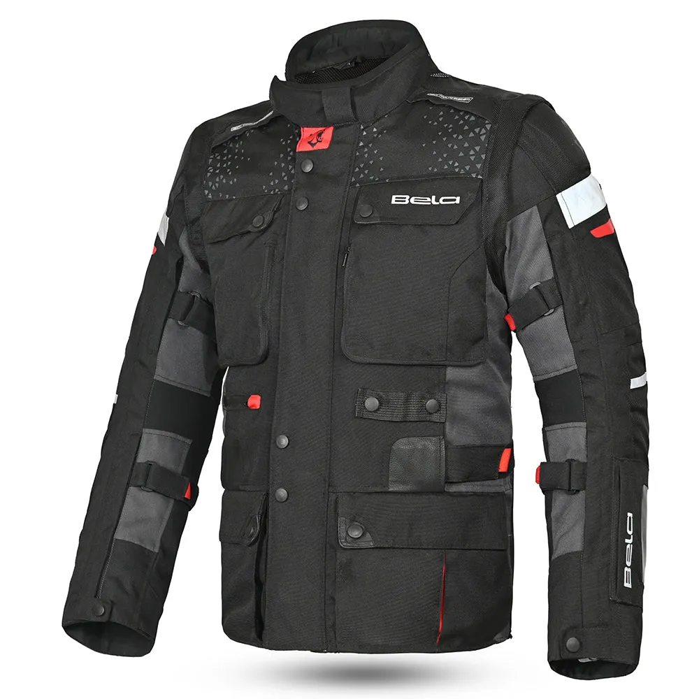 Bela Crossroad Men Textile Touring Motorcycle Water Resistant Jacket Black