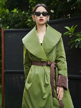 Belted Goose Down Wrap Coat