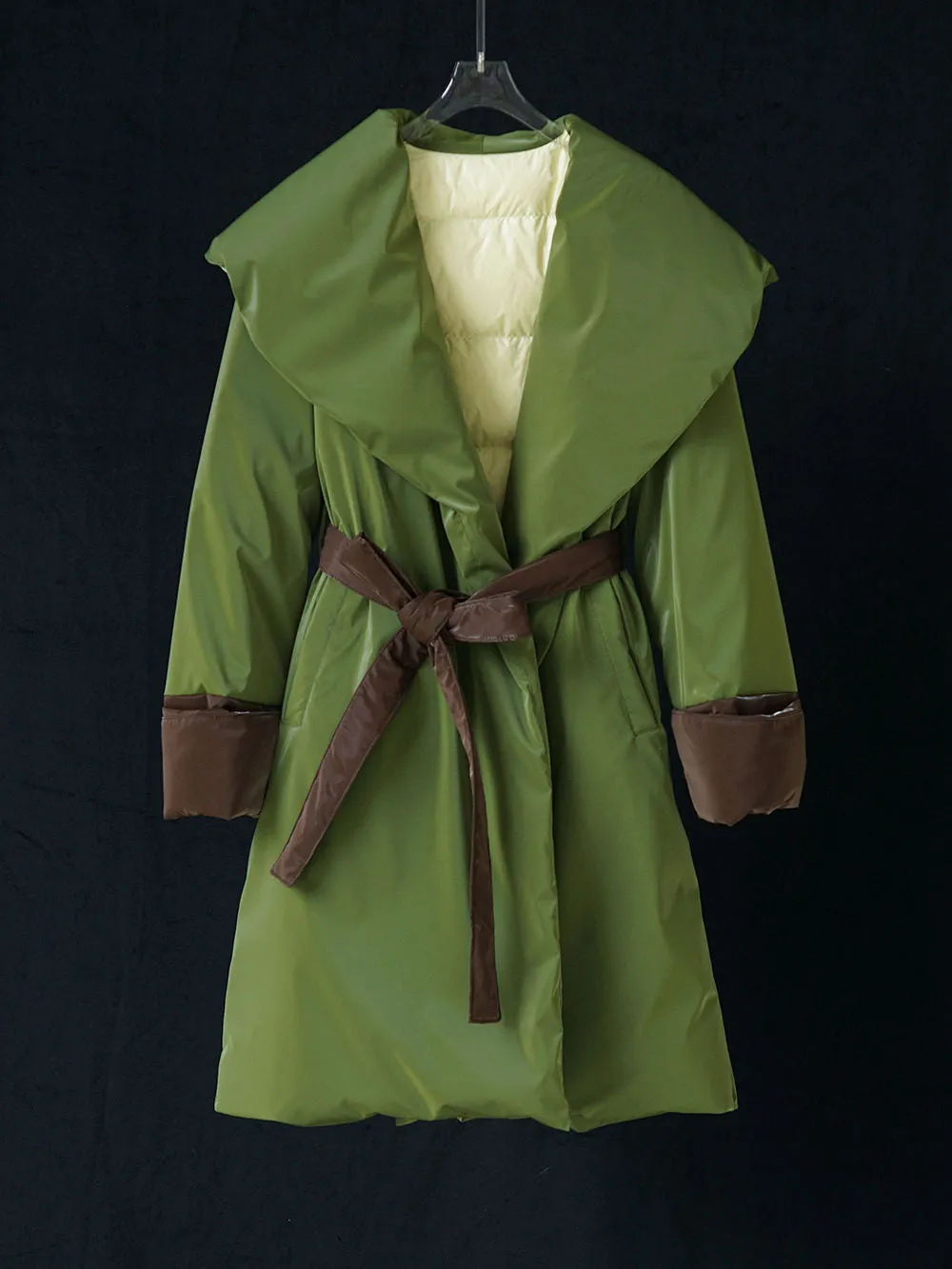 Belted Goose Down Wrap Coat