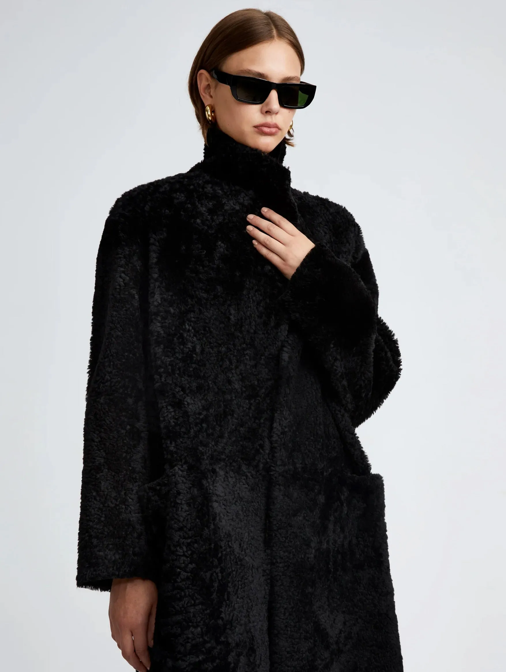 Birthday Shearling Coat in Black