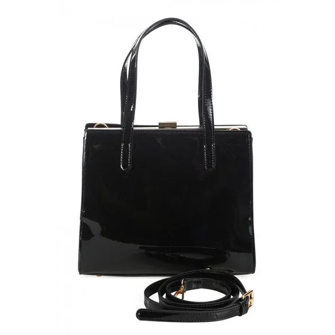 Black Classic Patent Retro Handbag