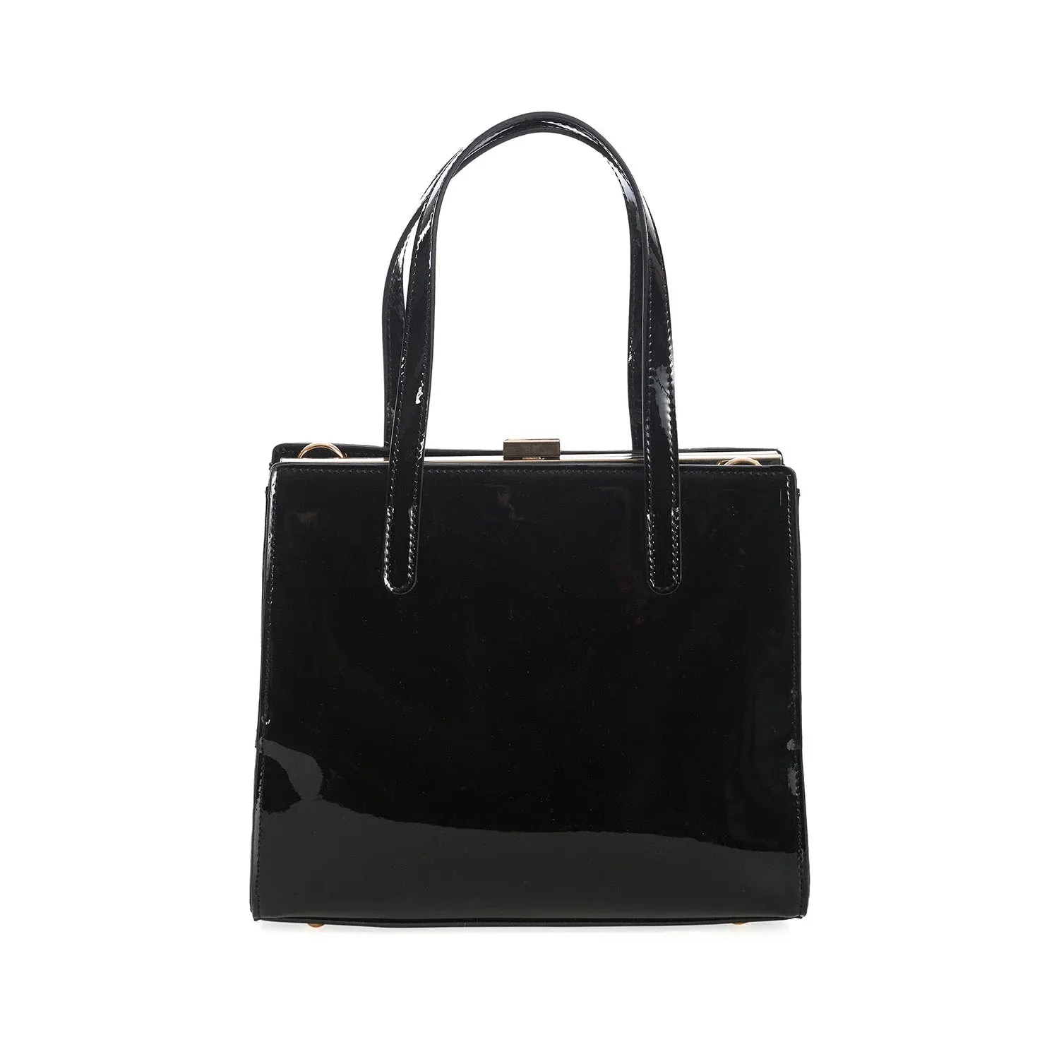 Black Classic Patent Retro Handbag