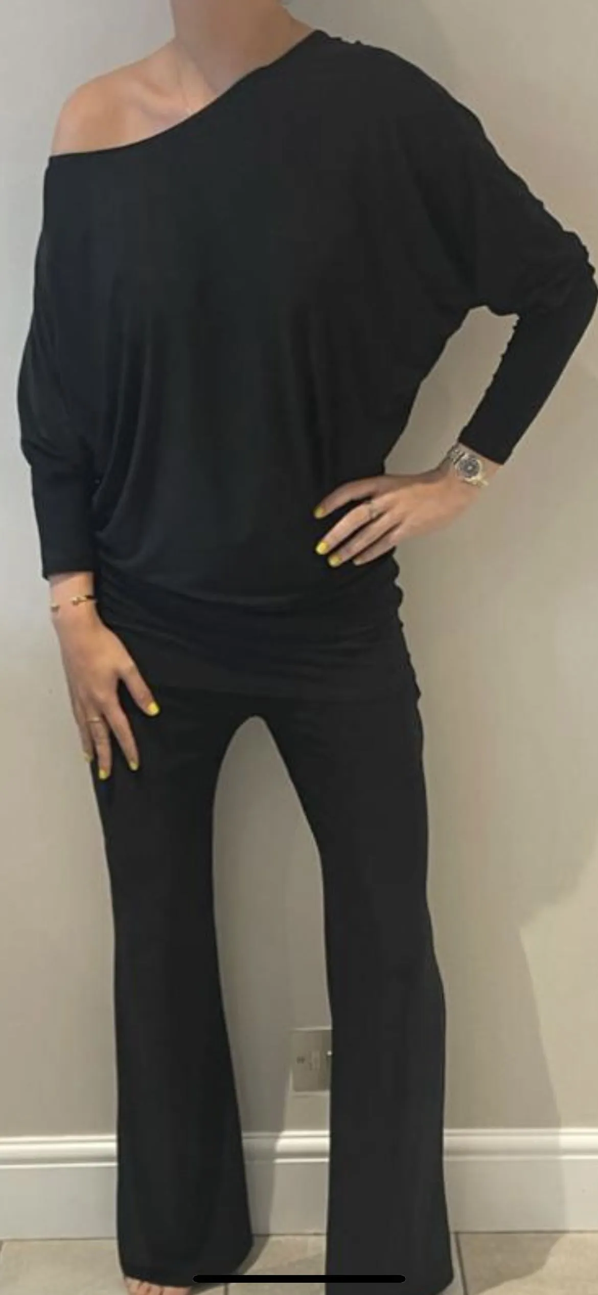 Black Off Shoulder Lounge Suit