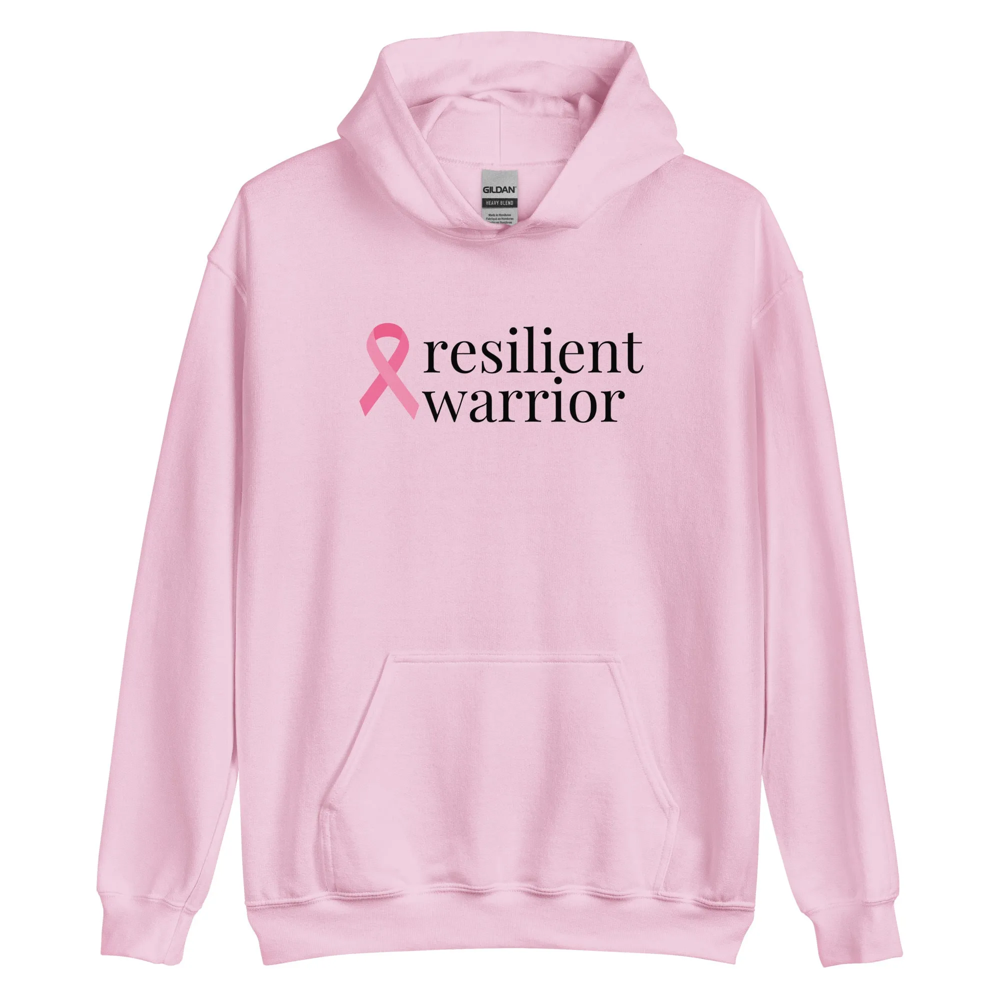 Breast Cancer "resilient warrior" Ribbon Hoodie (Several Colors Available)