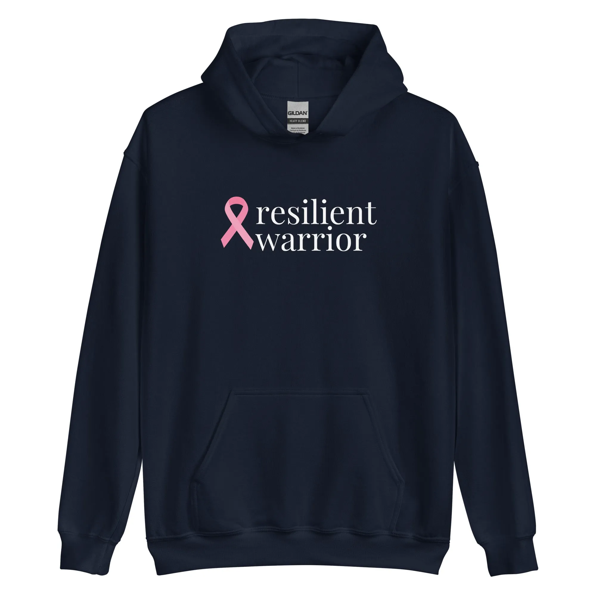 Breast Cancer "resilient warrior" Ribbon Hoodie (Several Colors Available)