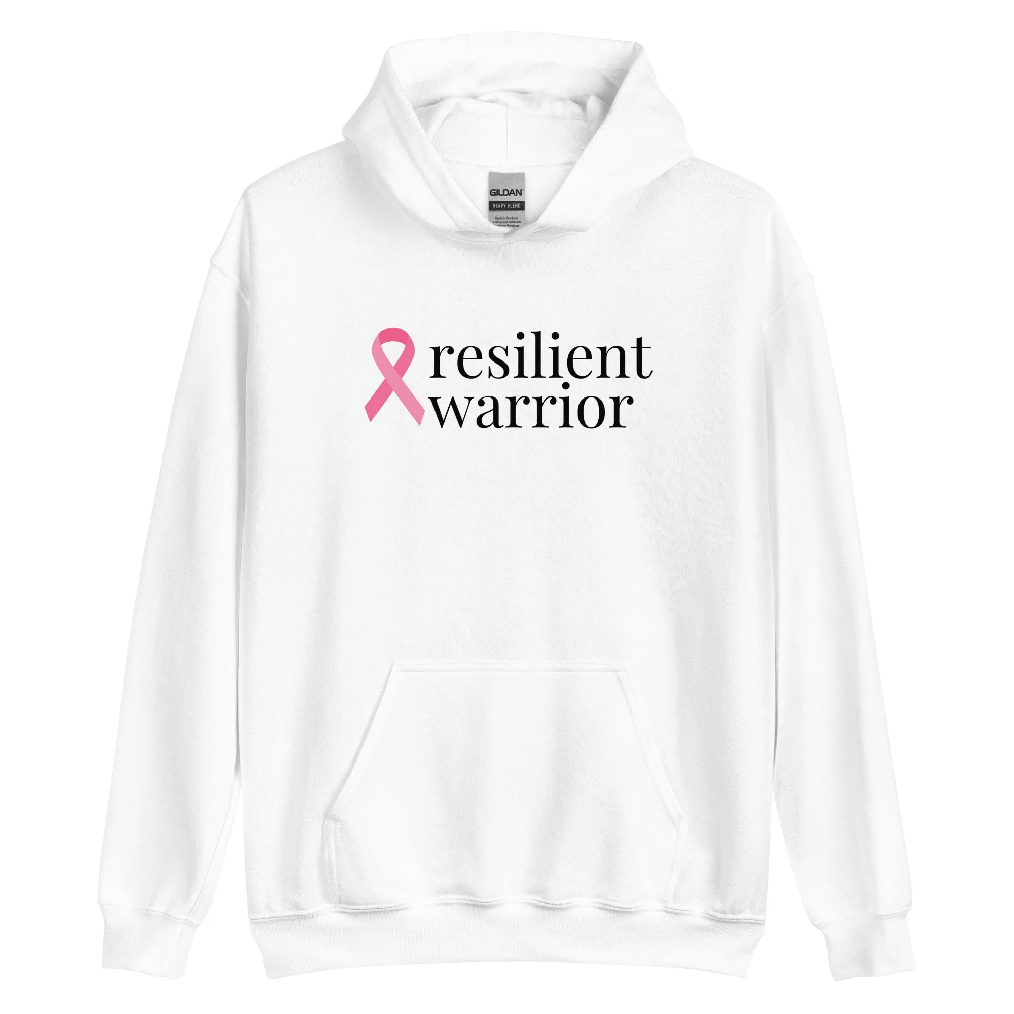 Breast Cancer "resilient warrior" Ribbon Hoodie (Several Colors Available)