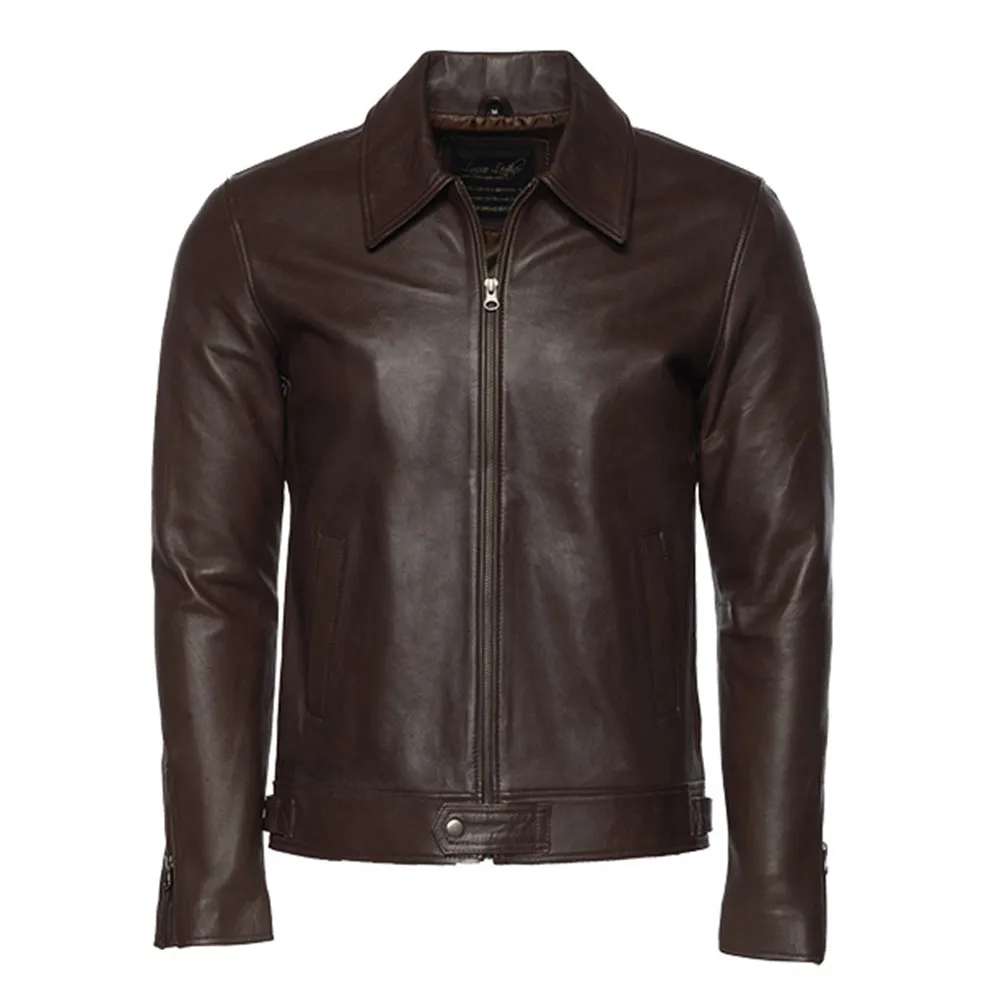 Brown leather jacket with collars