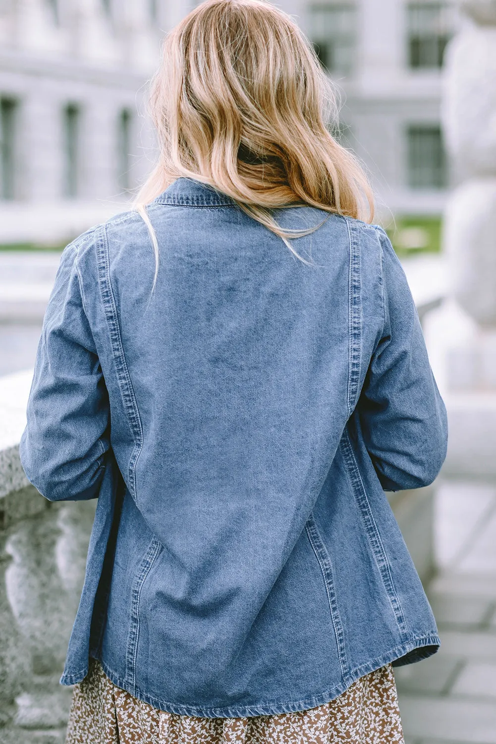 Button-up Long Sleeve Denim Shirt Jacket