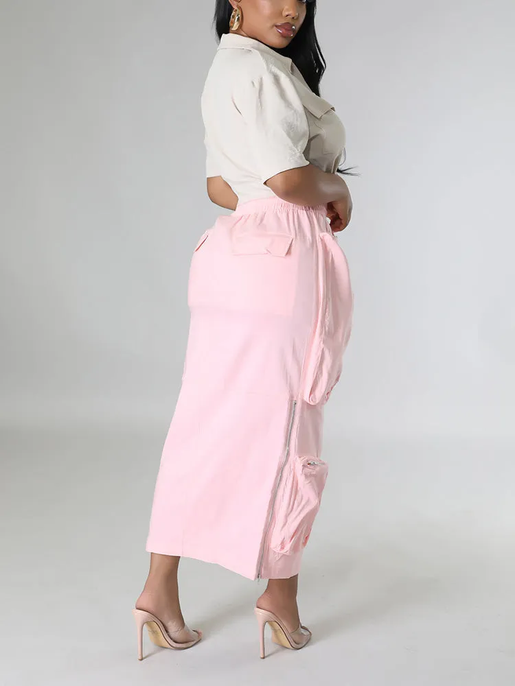 Cargo Pocket Zipper Skirt