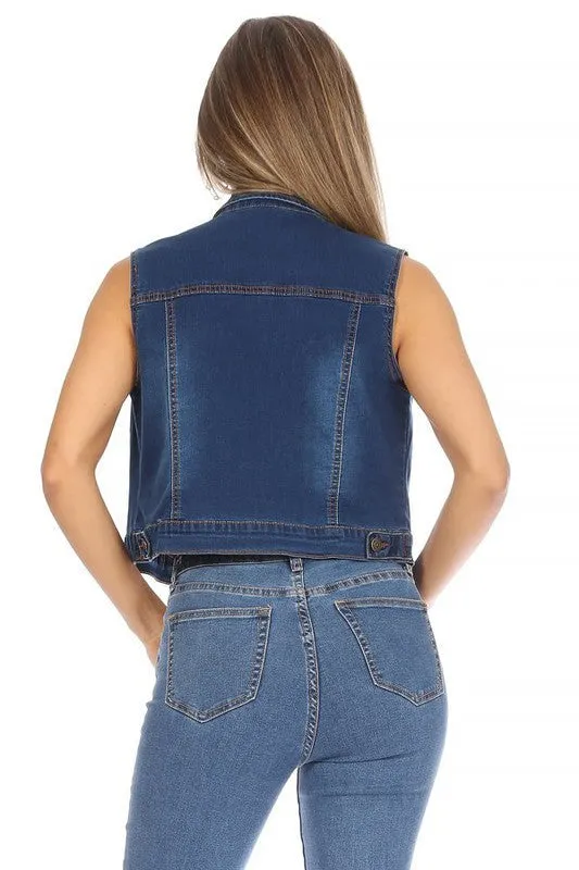 Celina Dark Blue Jean Vest