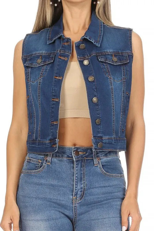 Celina Dark Blue Jean Vest