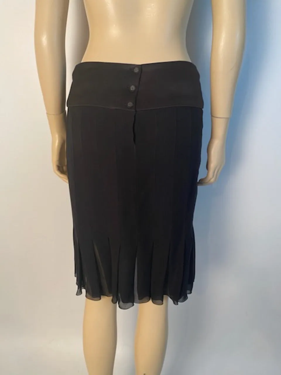 Chanel 03A, 2003 Fall Black Silk Chiffon Skirt FR 38 US 6