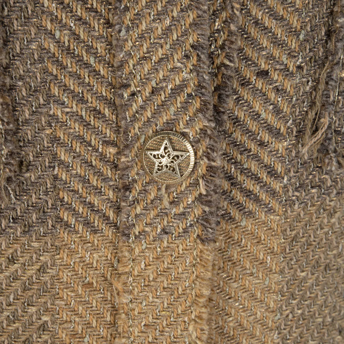 Chanel Brown Chevron Tweed Shirt Jacket FR 34