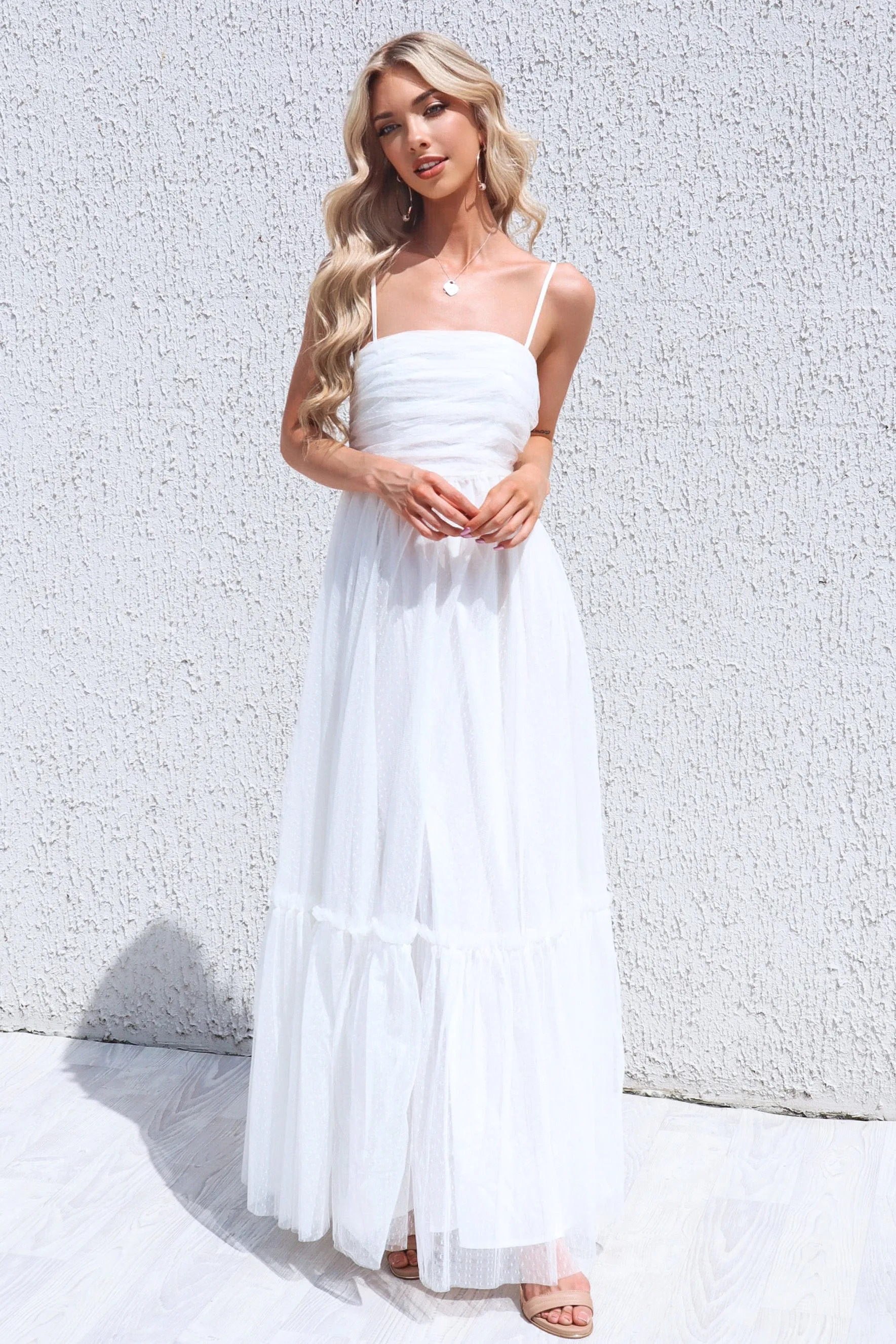 Elegant Cleo Tulle Maxi Dress in English