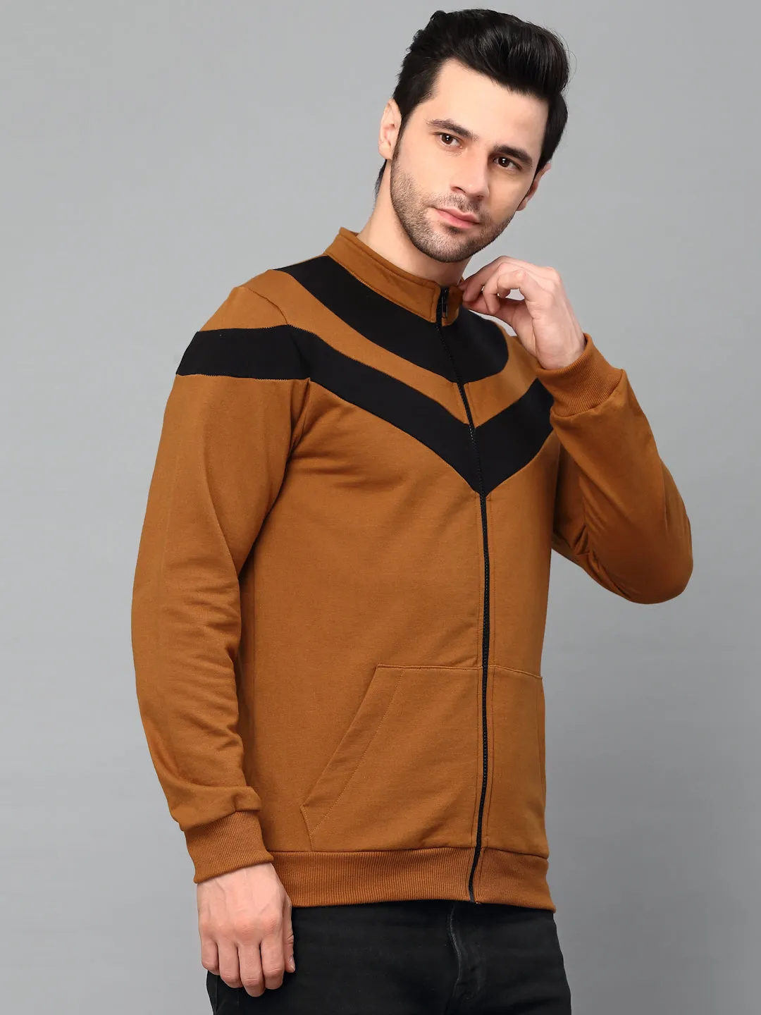 Color Blocked High Neck Fleece Jacket