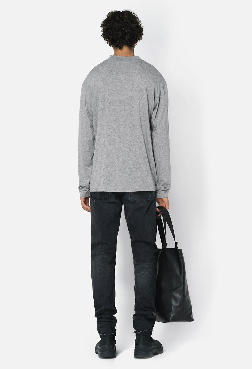 Cotton Cashmere Mock Neck / Grey