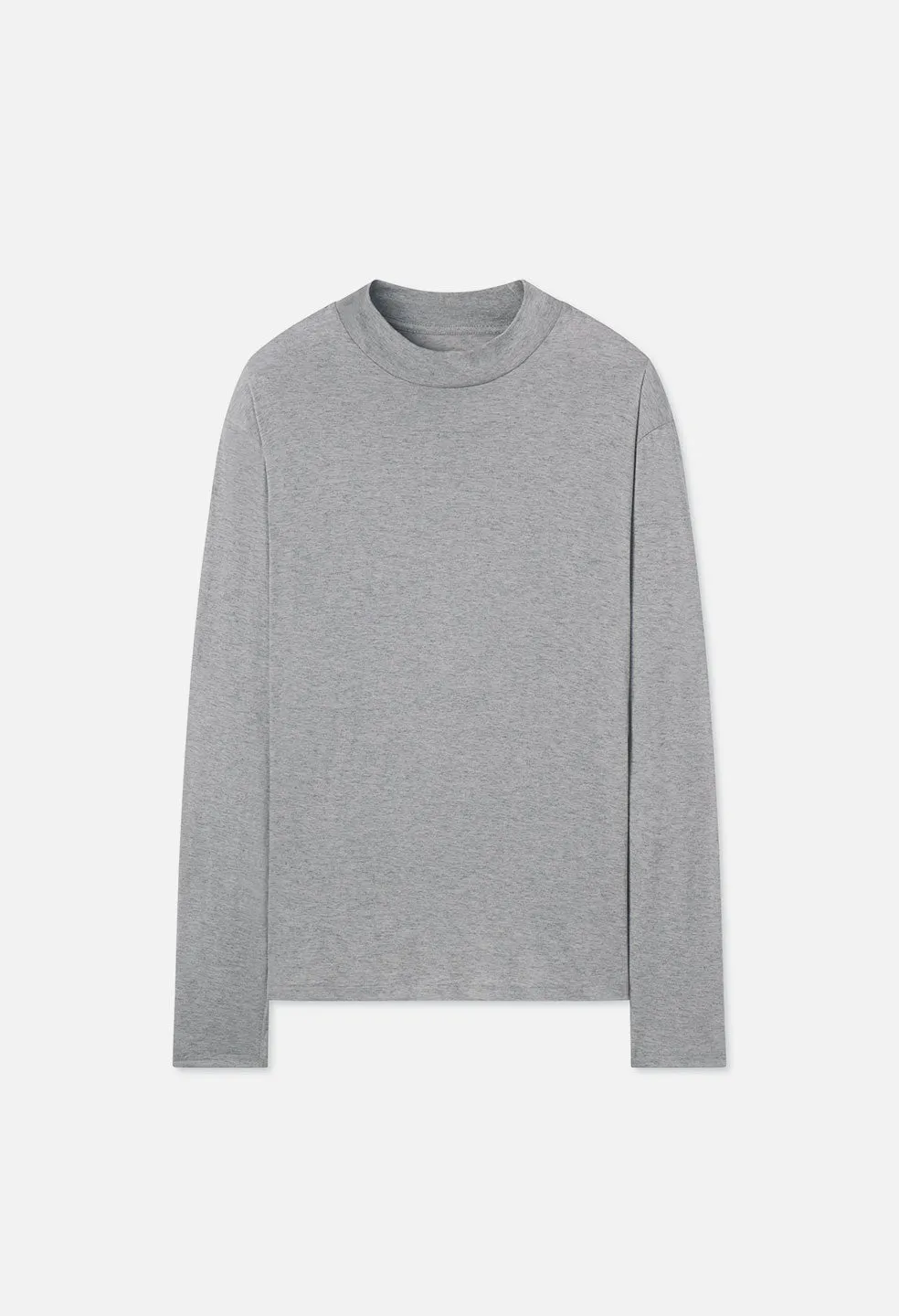 Cotton Cashmere Mock Neck / Grey