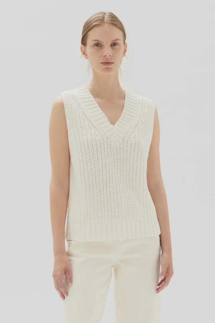 Cotton Knit Vest Cream