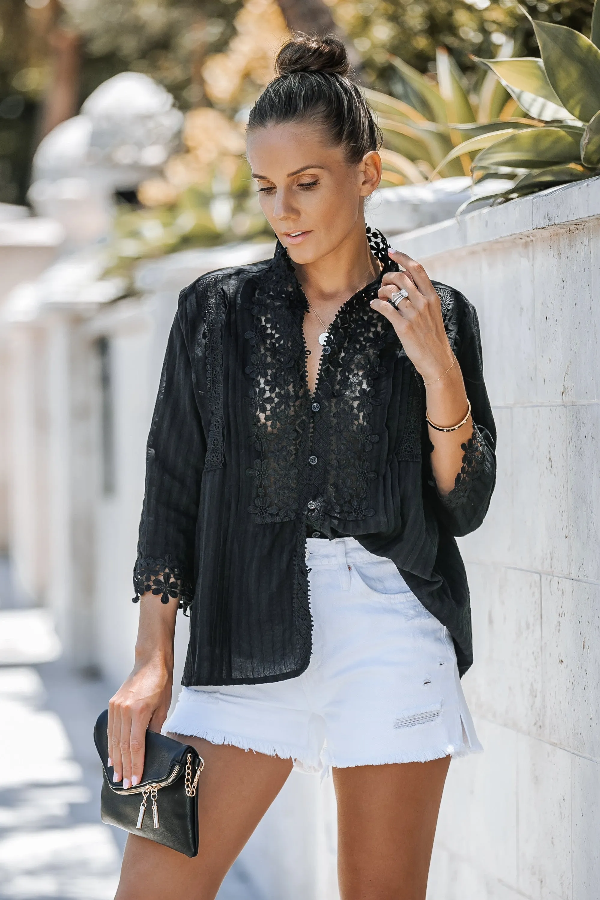 Crochet Lace Top- Black