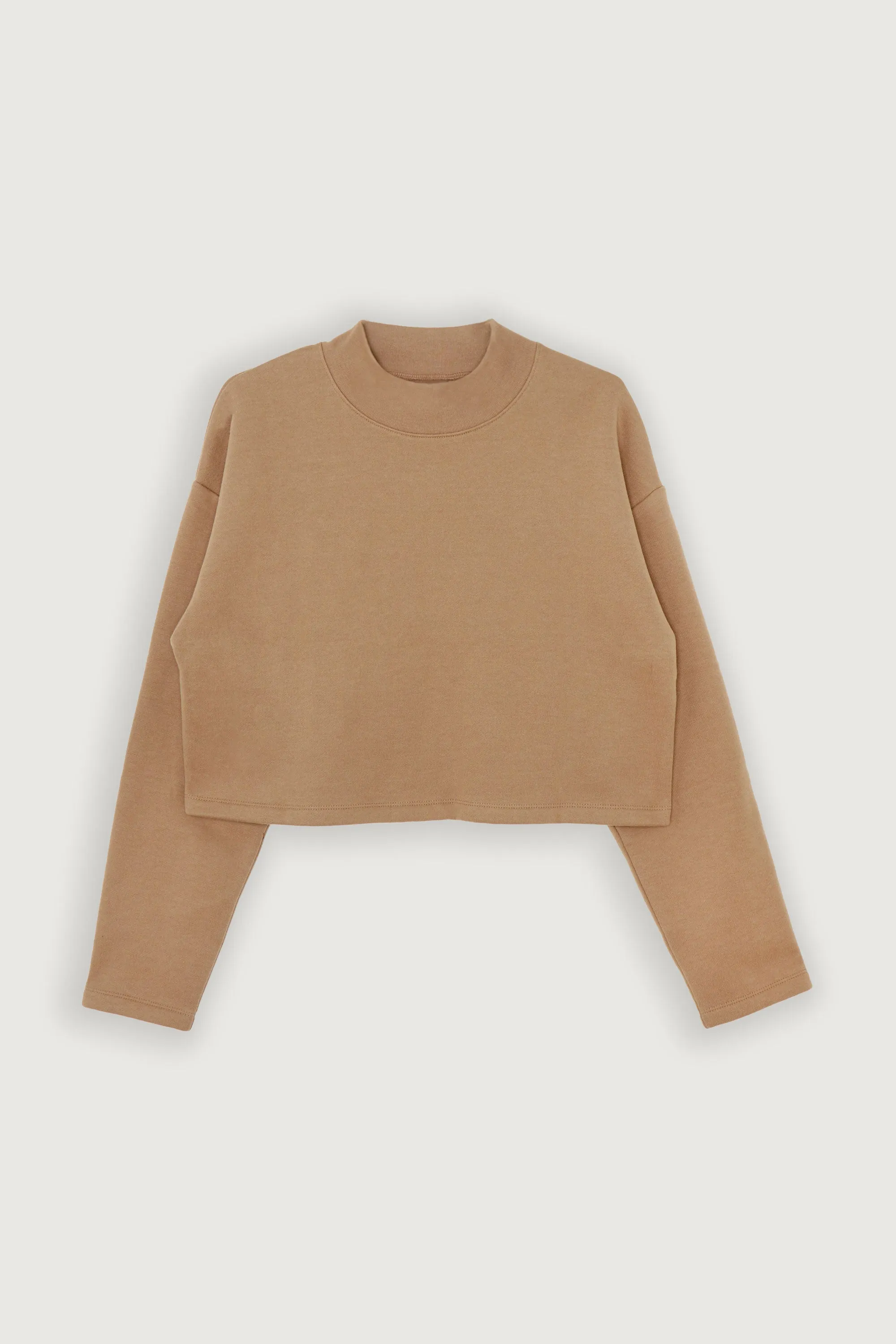 CROPPED MOCK NECK SWEATSHIRT