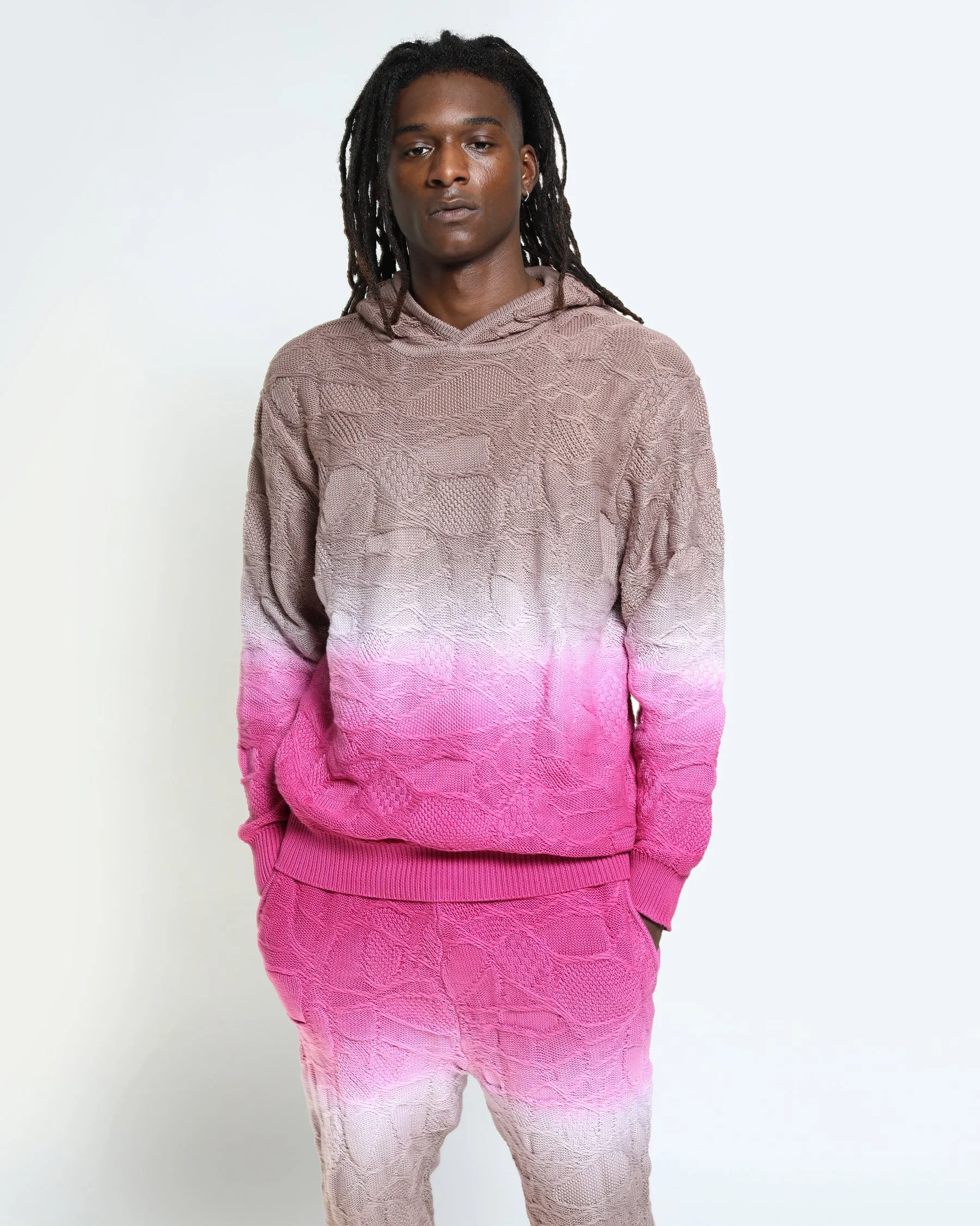 Crossover Netting Sweater Dip Dye Hoodie