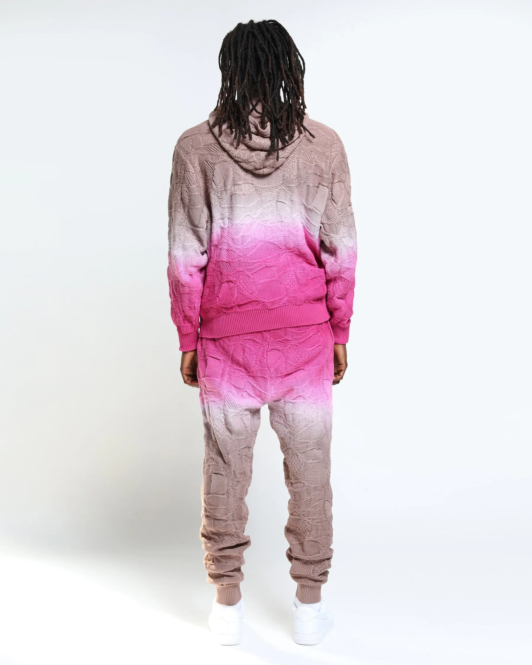 Crossover Netting Sweater Dip Dye Hoodie