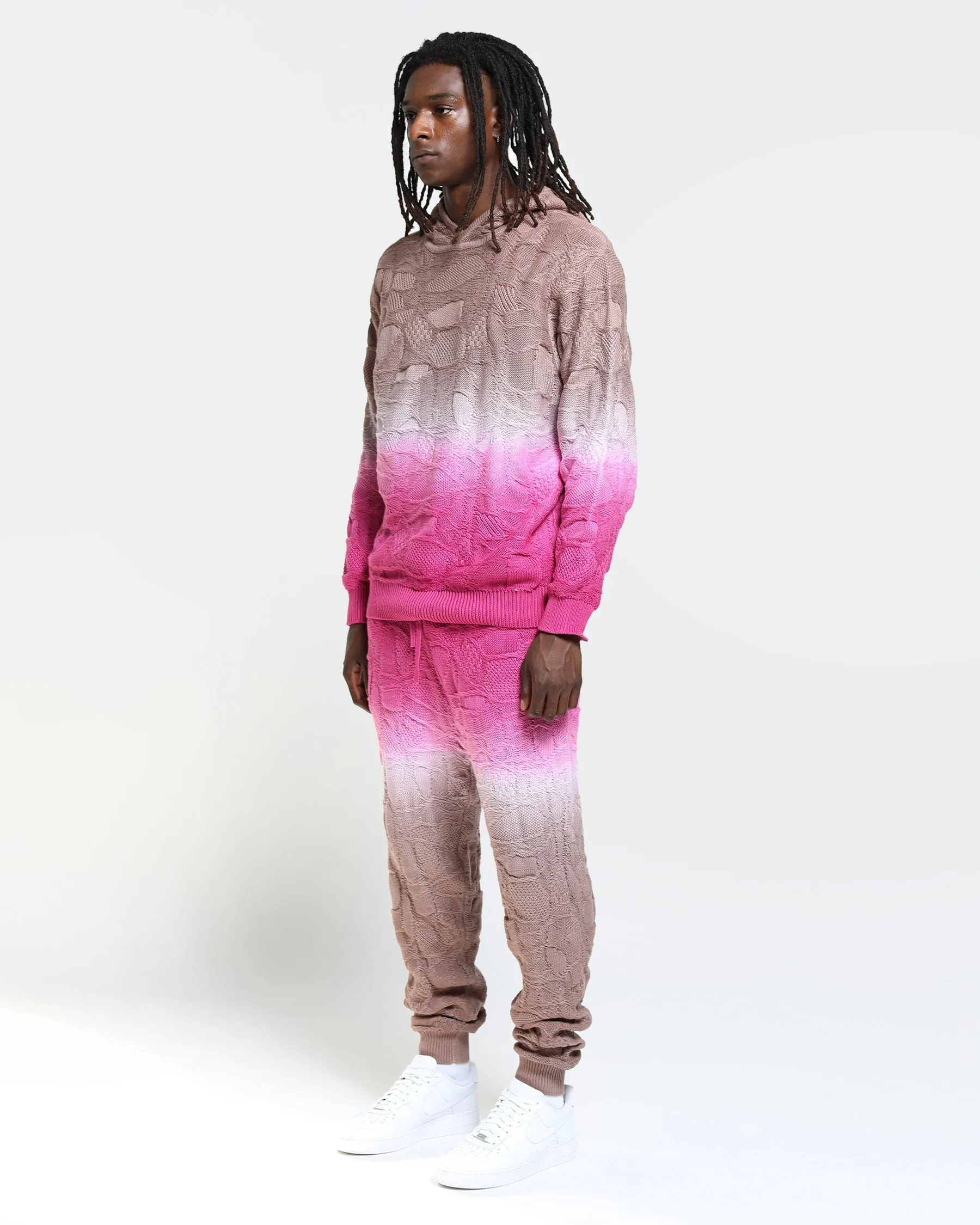 Crossover Netting Sweater Dip Dye Hoodie