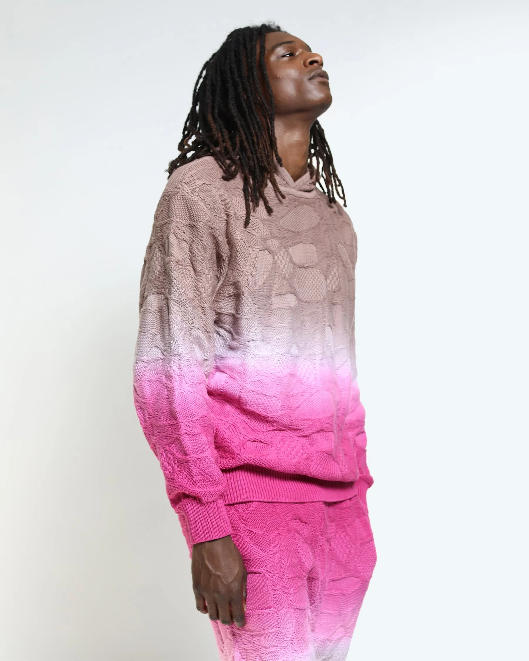 Crossover Netting Sweater Dip Dye Hoodie