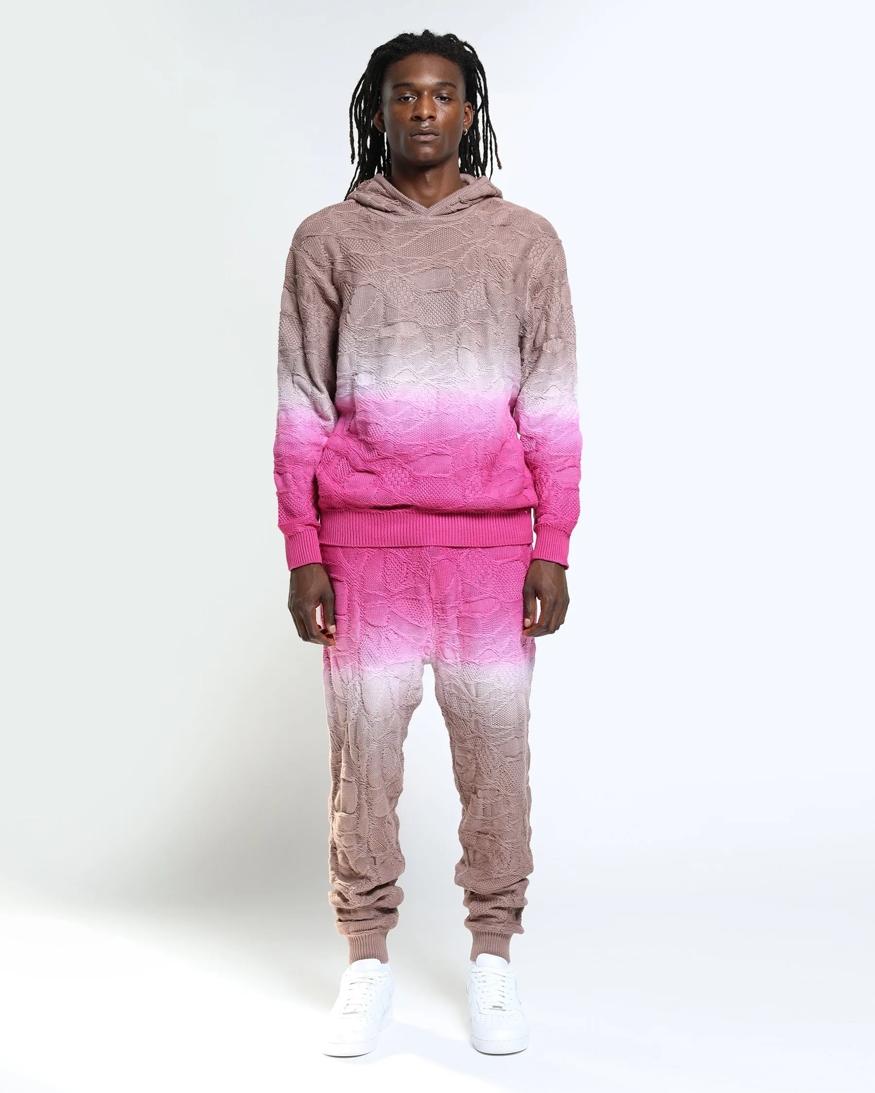 Crossover Netting Sweater Dip Dye Hoodie