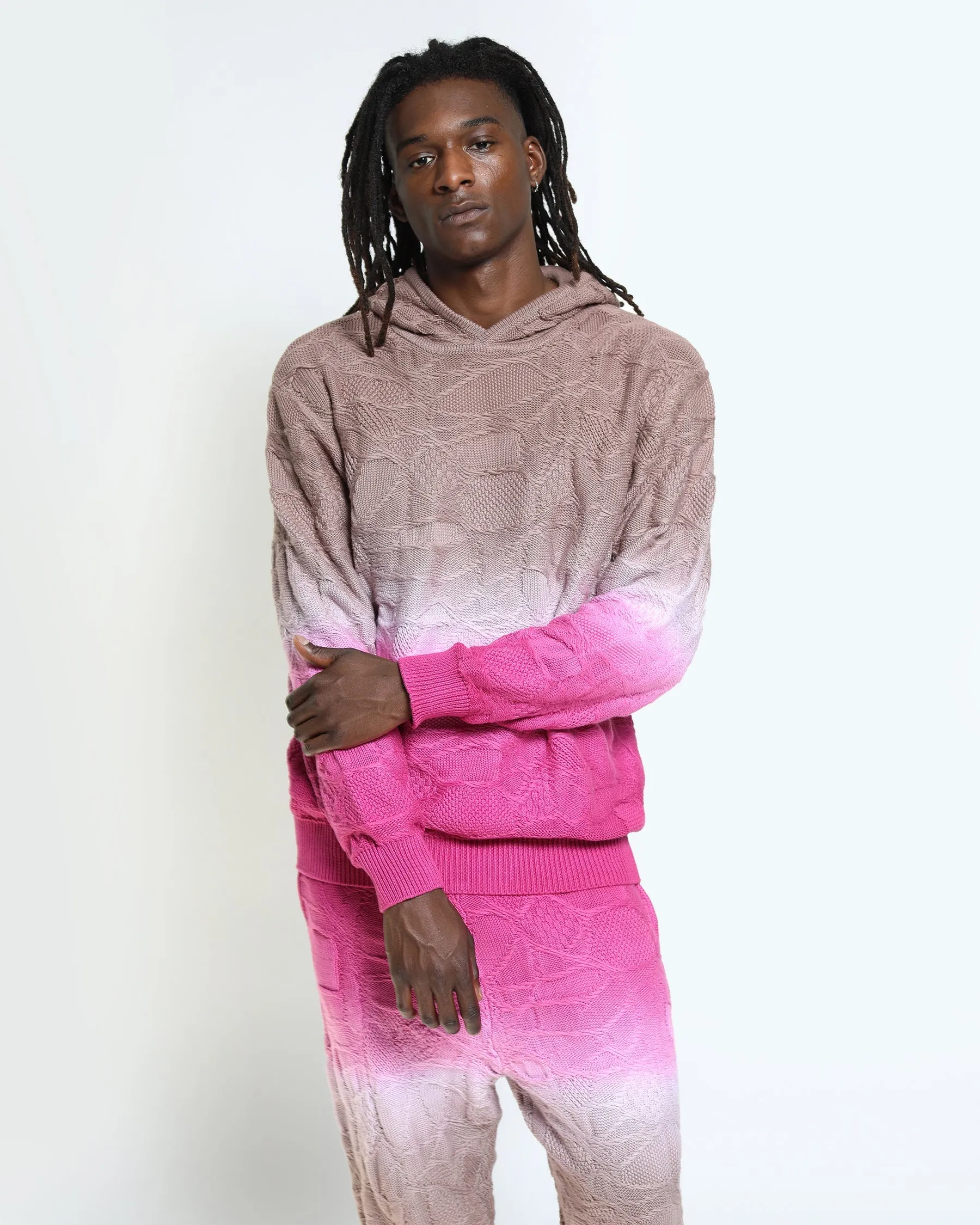 Crossover Netting Sweater Dip Dye Hoodie