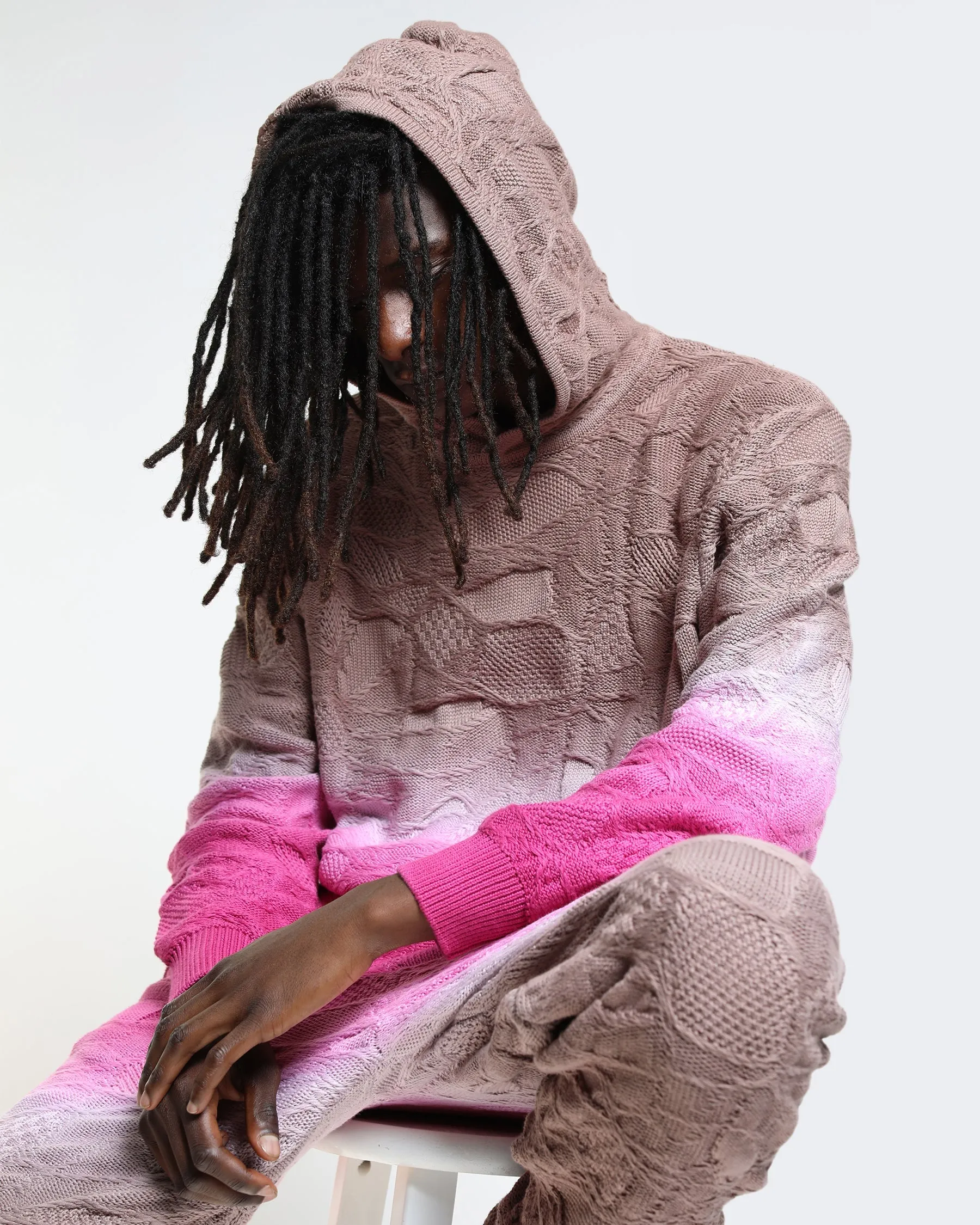 Crossover Netting Sweater Dip Dye Hoodie