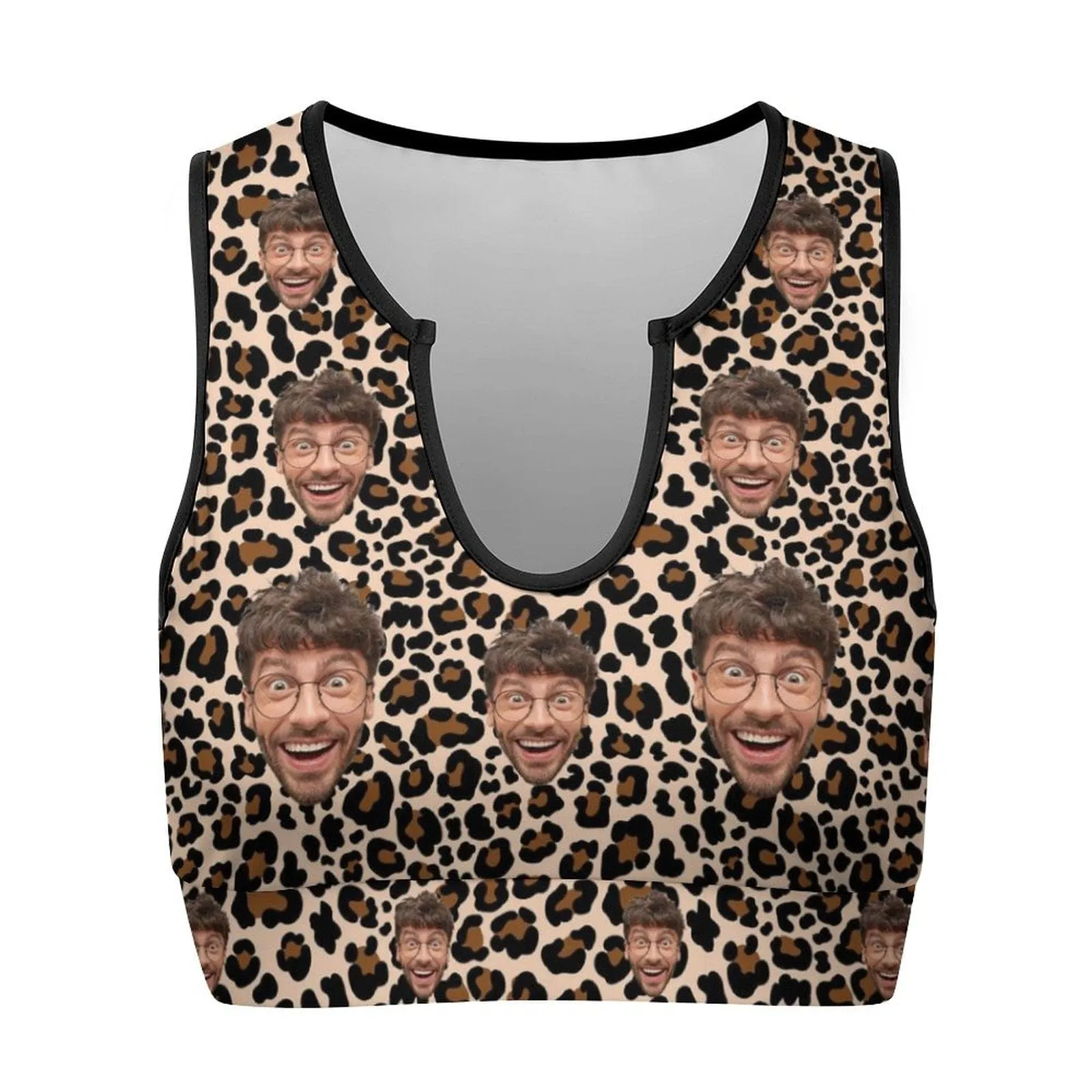 Custom Husband Face Sexy Leopard Print High Quality Yoga Top