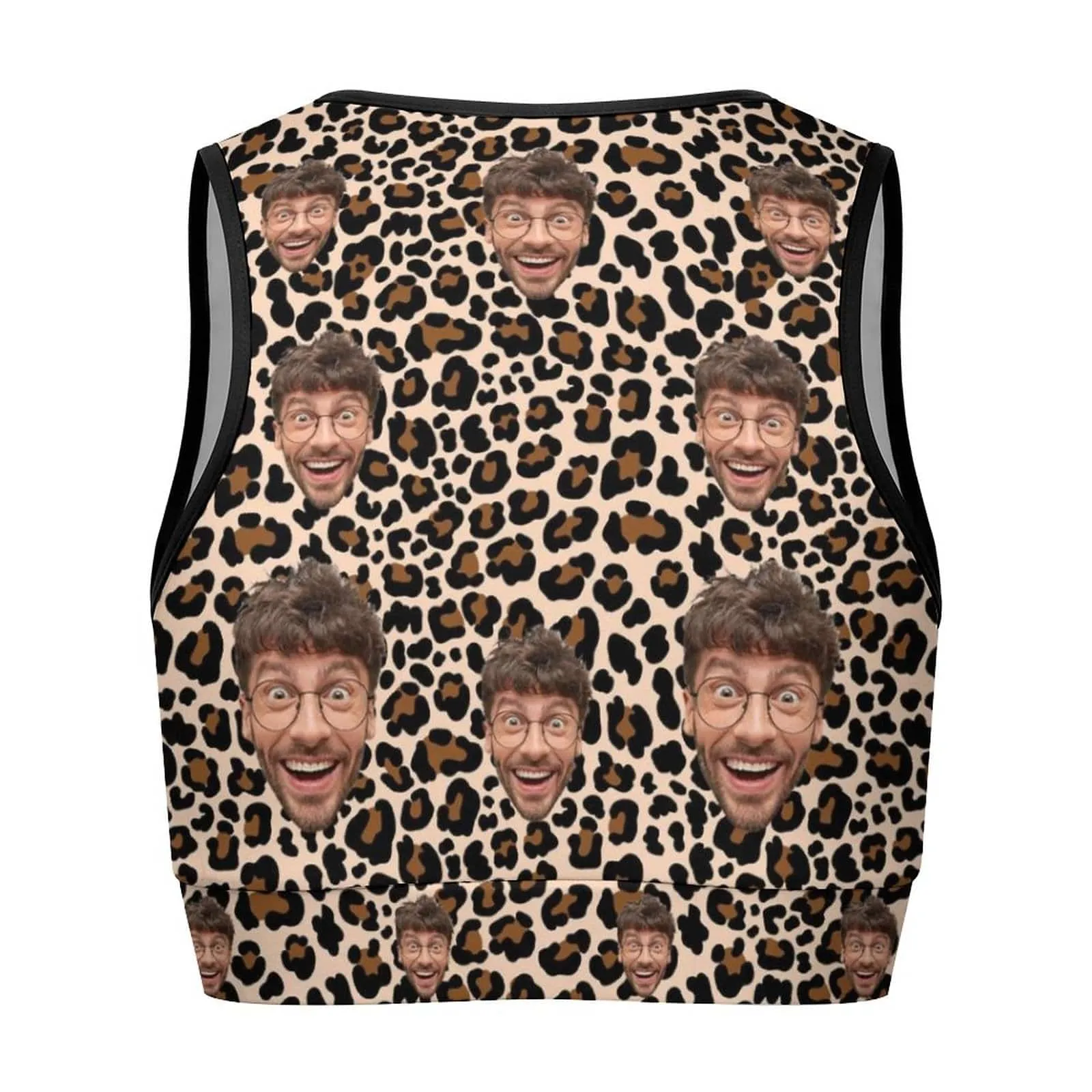 Custom Husband Face Sexy Leopard Print High Quality Yoga Top