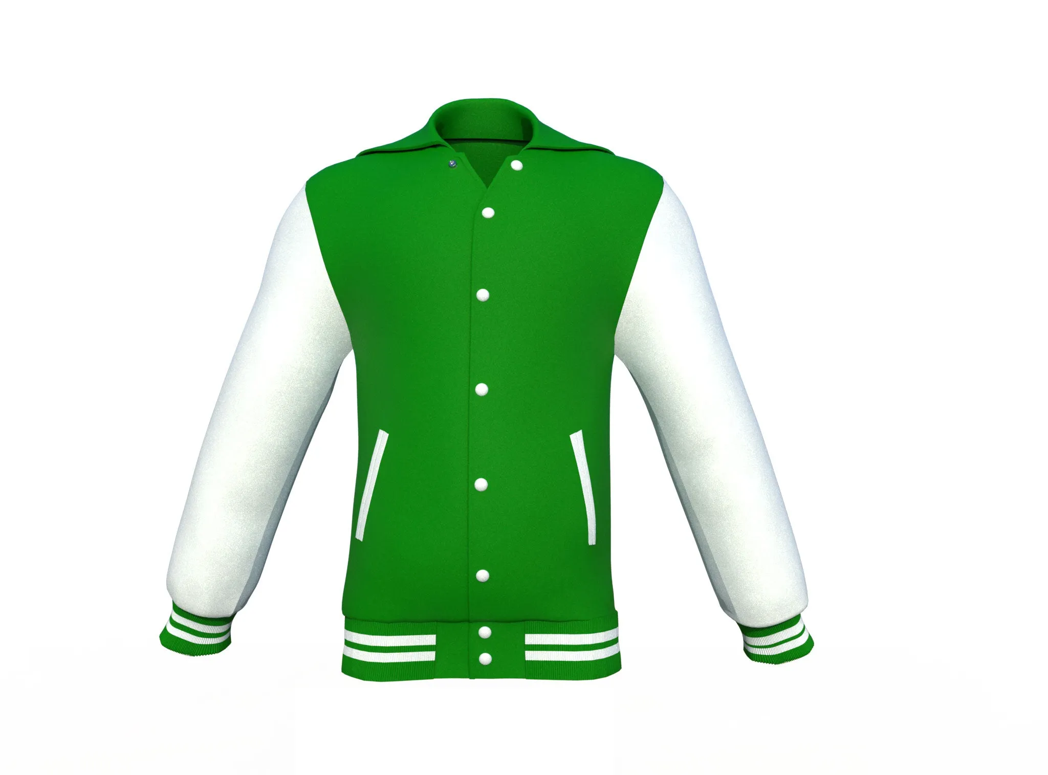 Dark Green Varsity Letterman Jacket with White Sleeves